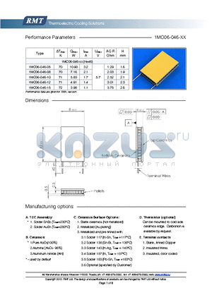 1MC06-046-12 datasheet - Blank ceramics (not metallized) Metallized (Au plating) Blank, tinned Copper