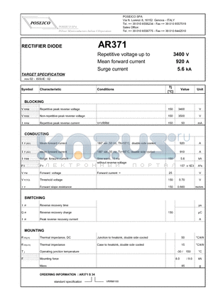 AR371 datasheet - RECTIFIER DIODE