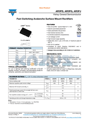 AR3PJ-M3/87A datasheet - Fast Switching Avalanche Surface Mount Rectifiers