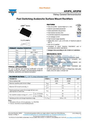 AR3PM-M3/86A datasheet - Fast Switching Avalanche Surface Mount Rectifiers