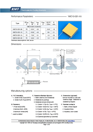 1MC10-031-10 datasheet - Blank ceramics (not metallized) Metallized (Au plating) Blank, tinned Copper