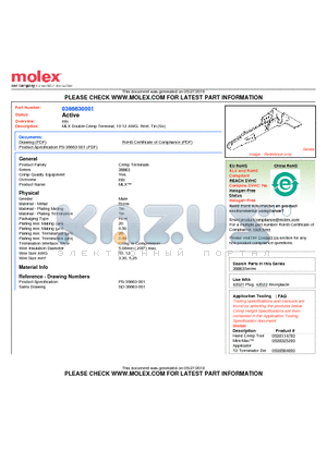 36663-0001 datasheet - MLX Double Crimp Terminal, 10-12 AWG, Reel, Tin (Sn)