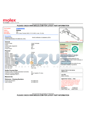 36664-0002 datasheet - MLX Crimp Terminal 42024, 10-12 AWG, Loose, Tin (Sn)