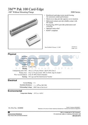 3666-0001 datasheet - 3M Pak 100 Card-Edge