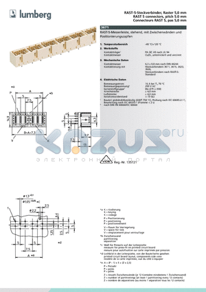3671 datasheet - RAST-5-Steckverbinder, Raster 5,0 mm