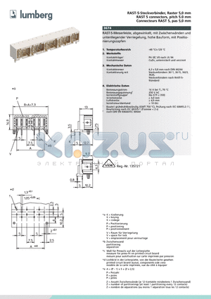 3674 datasheet - RAST-5-Steckverbinder, Raster 5,0 mm