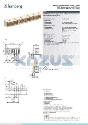 3672 datasheet - RAST-5-Steckverbinder, Raster 5,0 mm