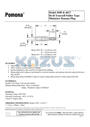 3690-0 datasheet - Do-It-Yourself Solder Type Miniature Banana Plug