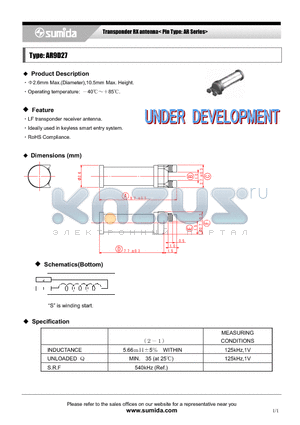 AR9D27 datasheet - Transponder RX antenna