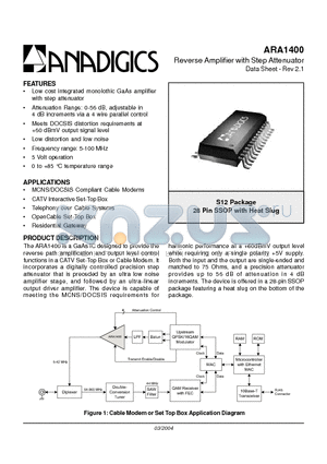 ARA1400 datasheet - Reverse Amplifier with Step Attenuator