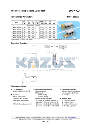 1MD04-003-15 datasheet - Thermoelectric Module