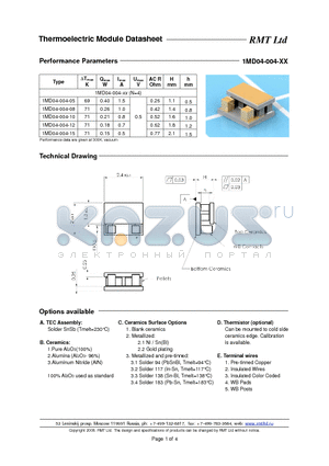 1MD04-004-08 datasheet - Thermoelectric Module