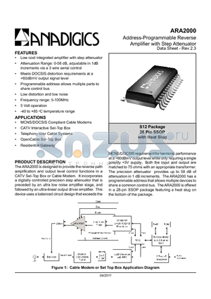 ARA2000S12P1 datasheet - Address-Programmable Reverse Amplifier with Step Attenuator