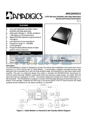 ARA2000S23 datasheet - CATV Reverse Amplifier with step Attenuator