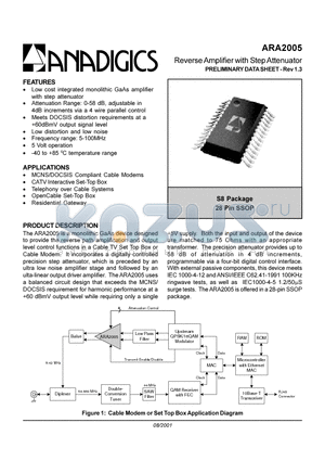 ARA2005S8P0 datasheet - Reverse Amplifier with Step Attenuator