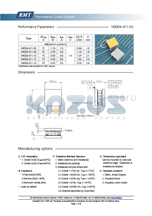 1MD04-011-12 datasheet - Blank ceramics (not metallized) Metallized (Au plating) Blank, tinned Copper