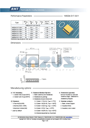 1MD04-017-03-1 datasheet - Blank ceramics (not metallized) Metallized (Au plating) Blank, tinned Copper