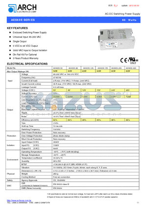 AES60E-24S datasheet - AC-DC Switching Power Supply