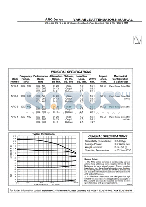 ARC-2 datasheet - VARIABLE ATTENUATORS, MANUAL