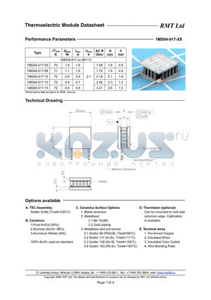 1MD04-017-15 datasheet - Thermoelectric Module