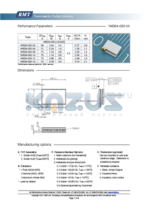 1MD04-020-05 datasheet - Blank ceramics (not metallized) Metallized (Au plating) Blank, tinned Copper