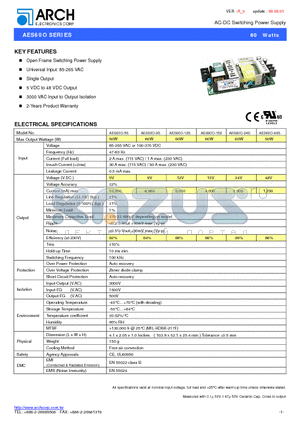 AES60O-24S datasheet - AC-DC Switching Power Supply