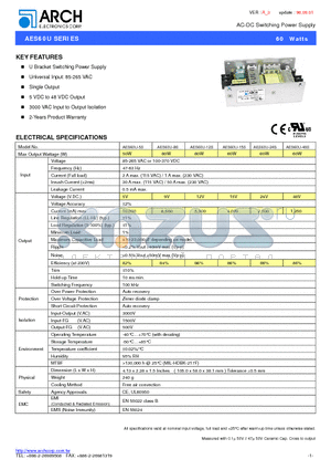 AES60U datasheet - AC-DC Switching Power Supply