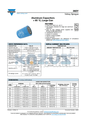 36DY datasheet - Aluminum Capacitors  85 `C, Large Can