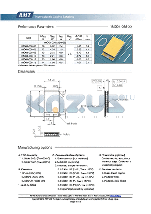 1MD04-038-03 datasheet - Blank ceramics (not metallized) Metallized (Au plating) Blank, tinned Copper