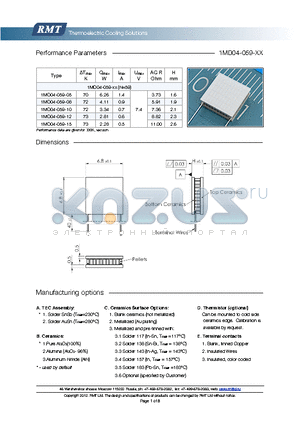 1MD04-059-08 datasheet - Blank ceramics (not metallized) Metallized (Au plating) Blank, tinned Copper