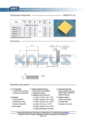 1MD04-071-12 datasheet - Blank ceramics (not metallized) Metallized (Au plating) Blank, tinned Copper