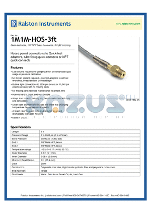 1M1M-HOS-3FT datasheet - Quick-test hose