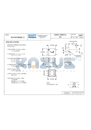 36607 datasheet - TRANSFORMER, T1