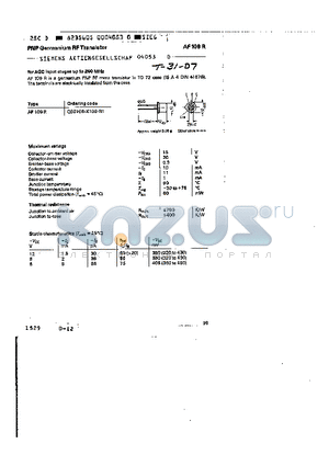 AF109R datasheet - PNP GERMANIUM RF TRANSISTOR