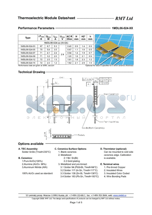 1MDL06-024-03 datasheet - Thermoelectric Module