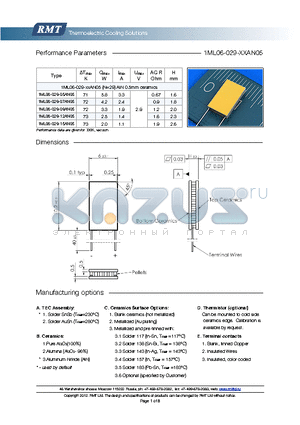 1ML06-029-07AN05 datasheet - Blank ceramics (not metallized) Metallized (Au plating) Blank, tinned Copper