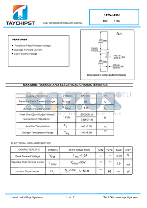 1FWJ43N datasheet - HIGH SPEED RECTIFIER APPLICATION