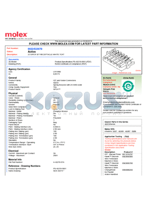 A-42219-07A datasheet - 2.5 SPOX IDT RECEPTACLE WHITE 7CKT