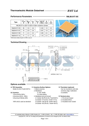 1ML06-017 datasheet - Thermoelectric Module