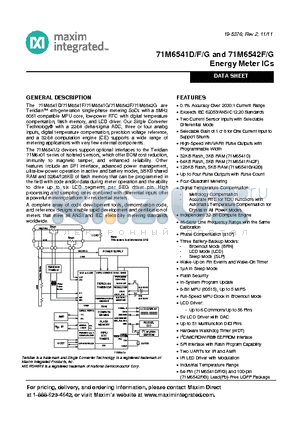 71M6542F datasheet - 0.1% Accuracy Over 2000:1 Current Range Energy Meter ICs