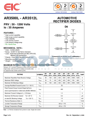 AR3500L datasheet - AUTOMOTIVE RECTIFIER DIODES