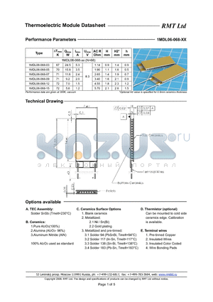 1MDL06-068-03 datasheet - Thermoelectric Module