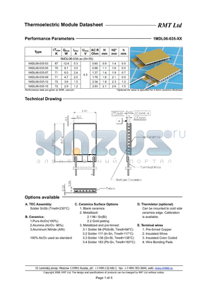 1MDL06-035-03 datasheet - Thermoelectric Module