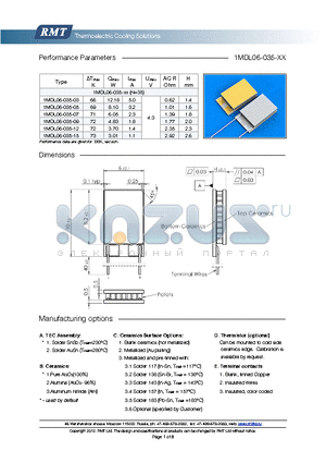 1MDL06-035-03 datasheet - Blank ceramics (not metallized) Metallized (Au plating) Blank, tinned Copper