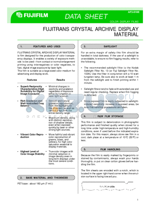 AF3-018E datasheet - FUJITRANS CRYSTAL ARCHIVE DISPLAY MATERIAL