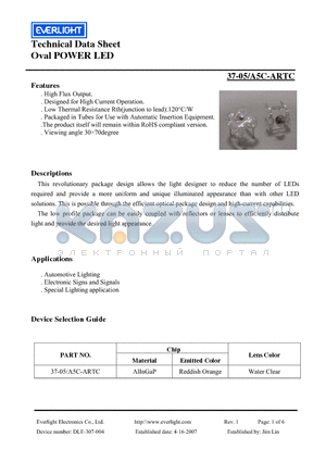 37-05/A5C-ARTC datasheet - Oval POWER LED