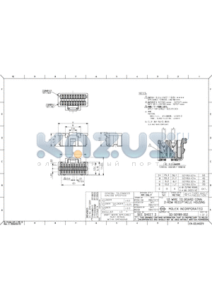 5011893016 datasheet - 1.0 WIRE TO BOARD CONN. 2-ROW RECEPTACLE HOUSING