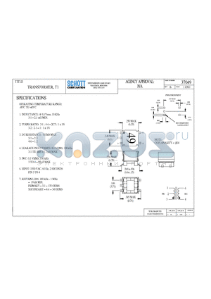 37049 datasheet - TRANSFORMER, T1