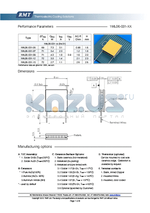 1ML06-031-12 datasheet - Blank ceramics (not metallized) Metallized (Au plating) Blank, tinned Copper