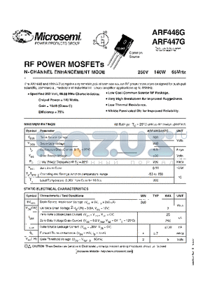 ARF446G datasheet - RF POWER MOSFETs N-CHANNEL ENHANCEMENT MODE